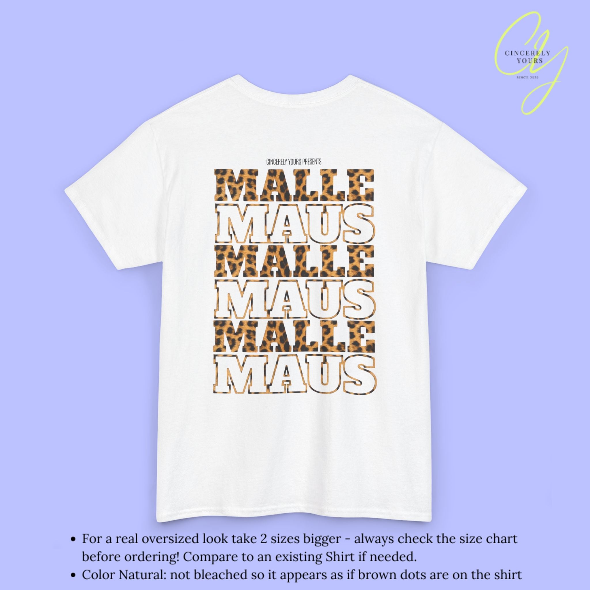 Mallemaus Shirt — Malle Maus Schriftzug Leopard Backprint Malle Shirt (Customizable)