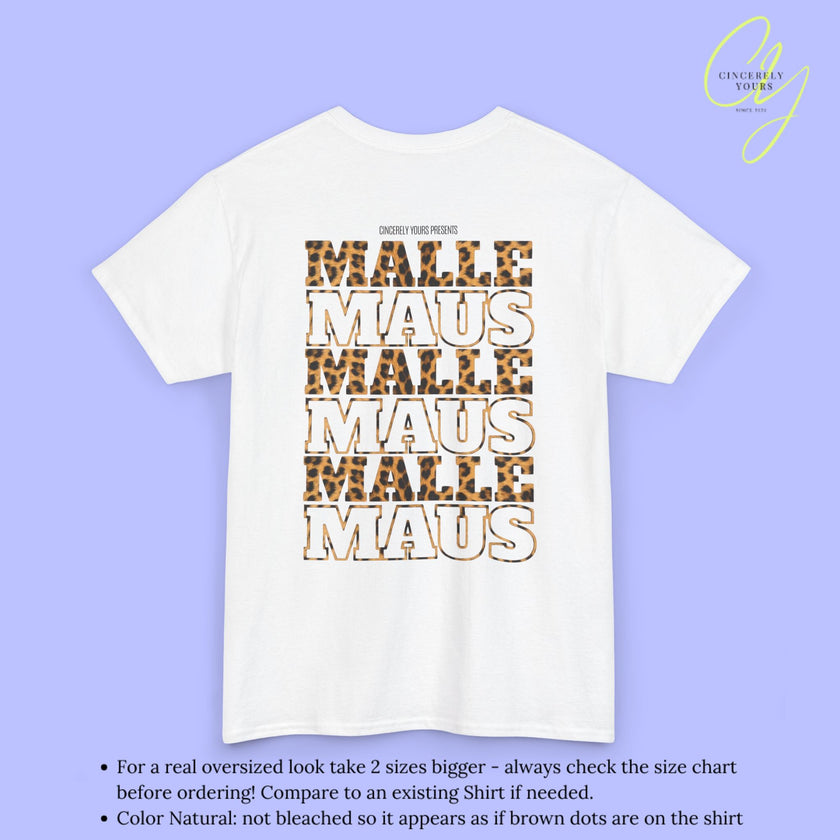 Mallemaus Shirt — Malle Maus Schriftzug Leopard Backprint Malle Shirt (Customizable)