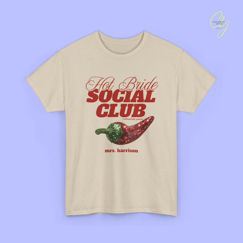 Braut Shirt | Hot Bride Social Club Old Money disco Chilli (customizable)