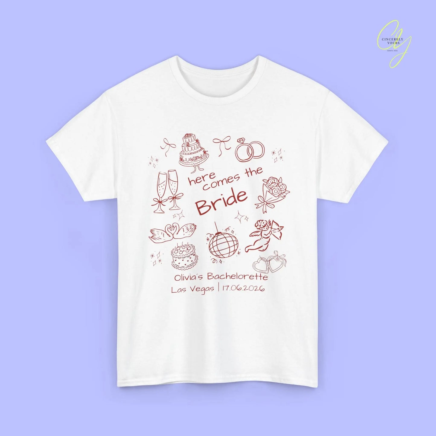 Bachelorette Shirt  — Here comes the Bride Crew (Customizable) Cincerely Yours