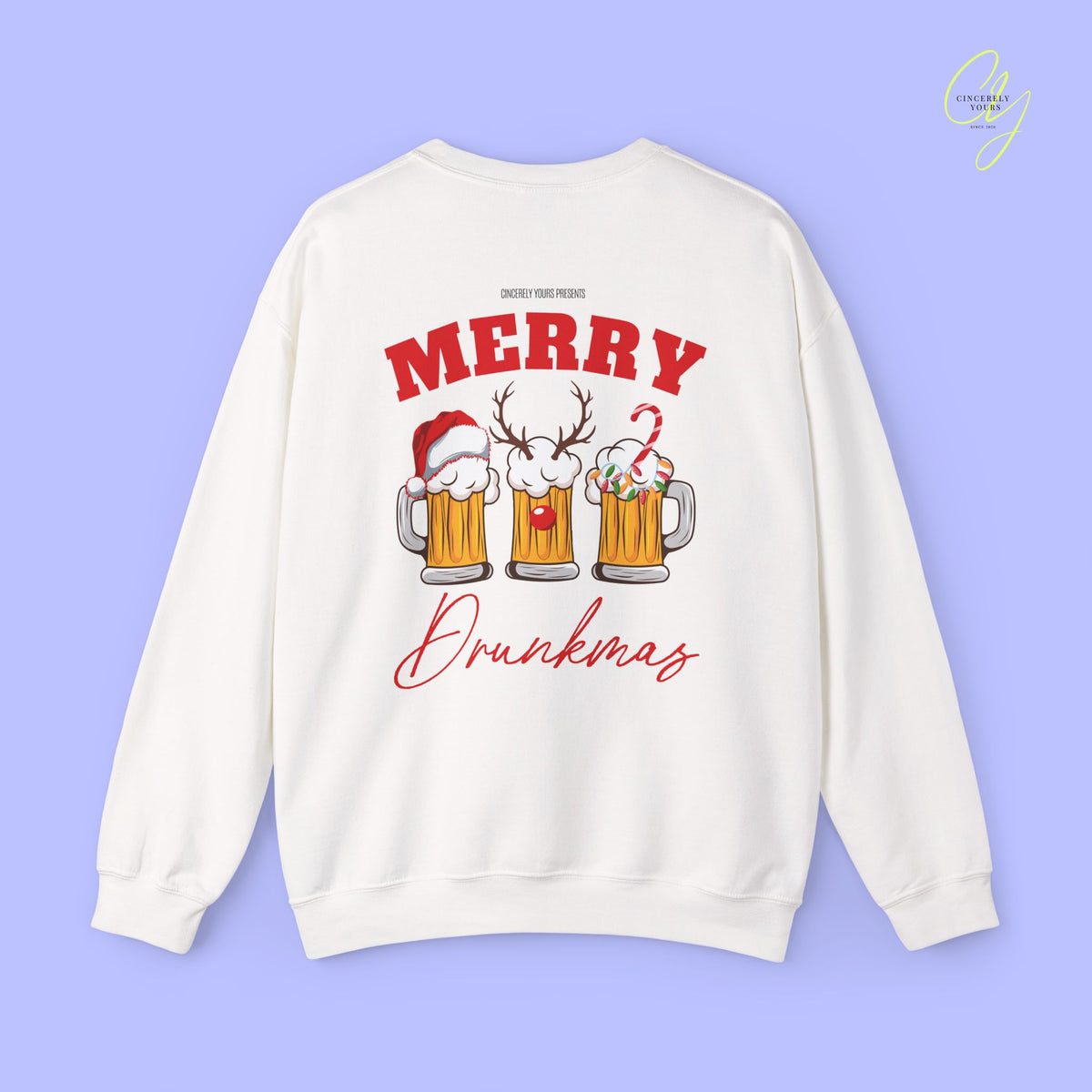 Christmas Sweatshirt | Merry Drunkmas beer mug