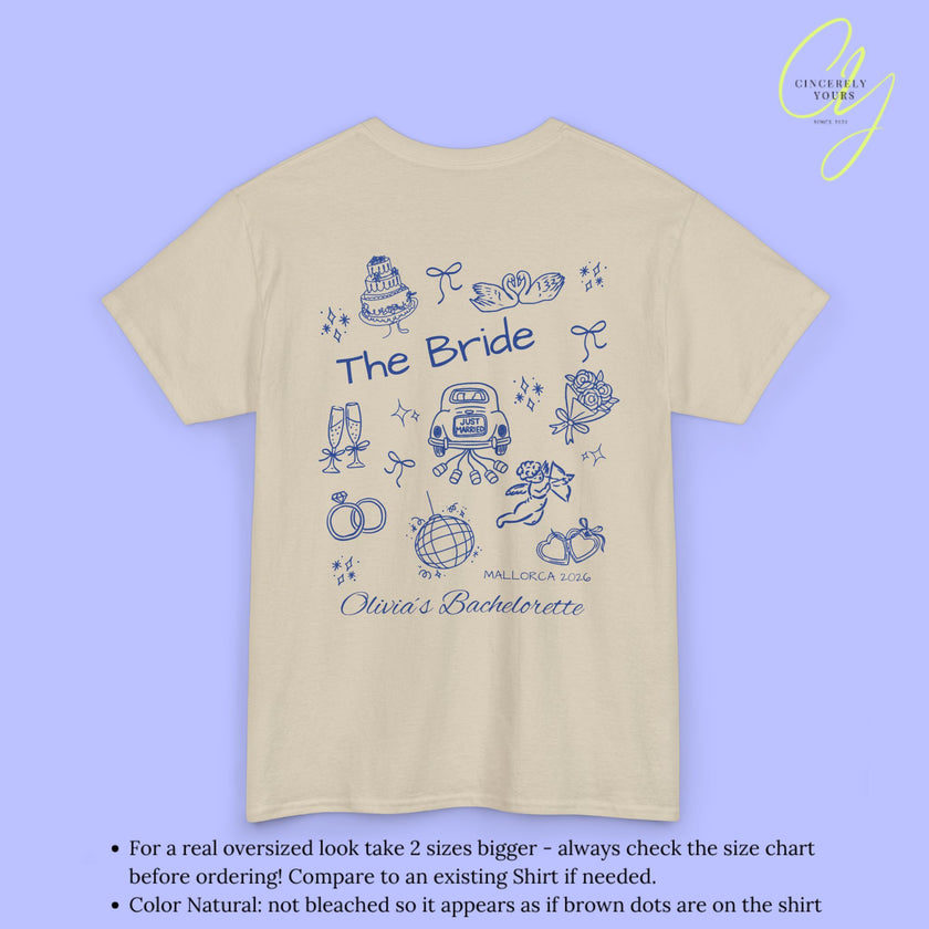 JGA Shirt Damen | Bachelorette Tee Doodle Handdrawn Braut Party Shirt