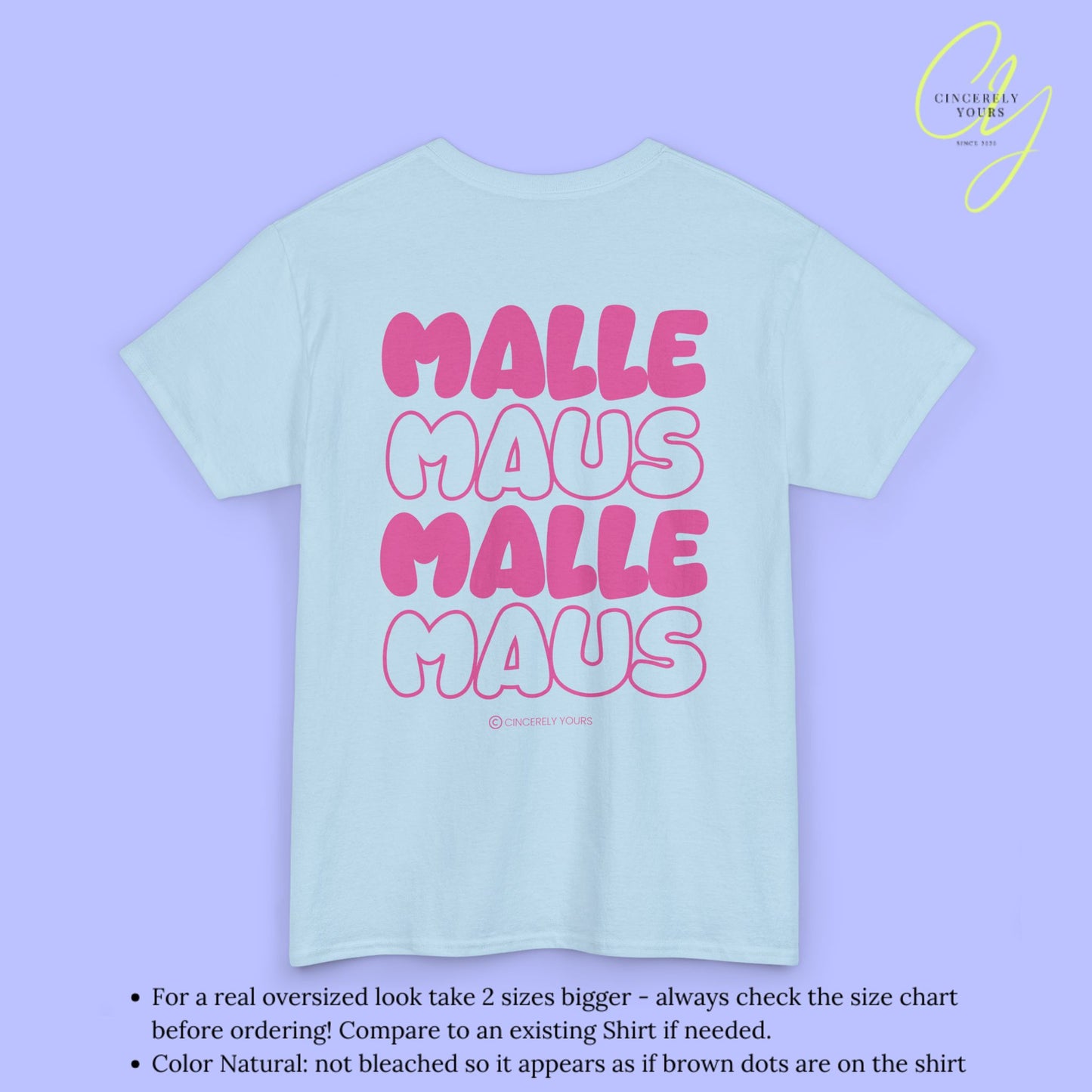 Mallemaus Shirt  —  Malle Maus T-Shirt pink backprint(Customizable)