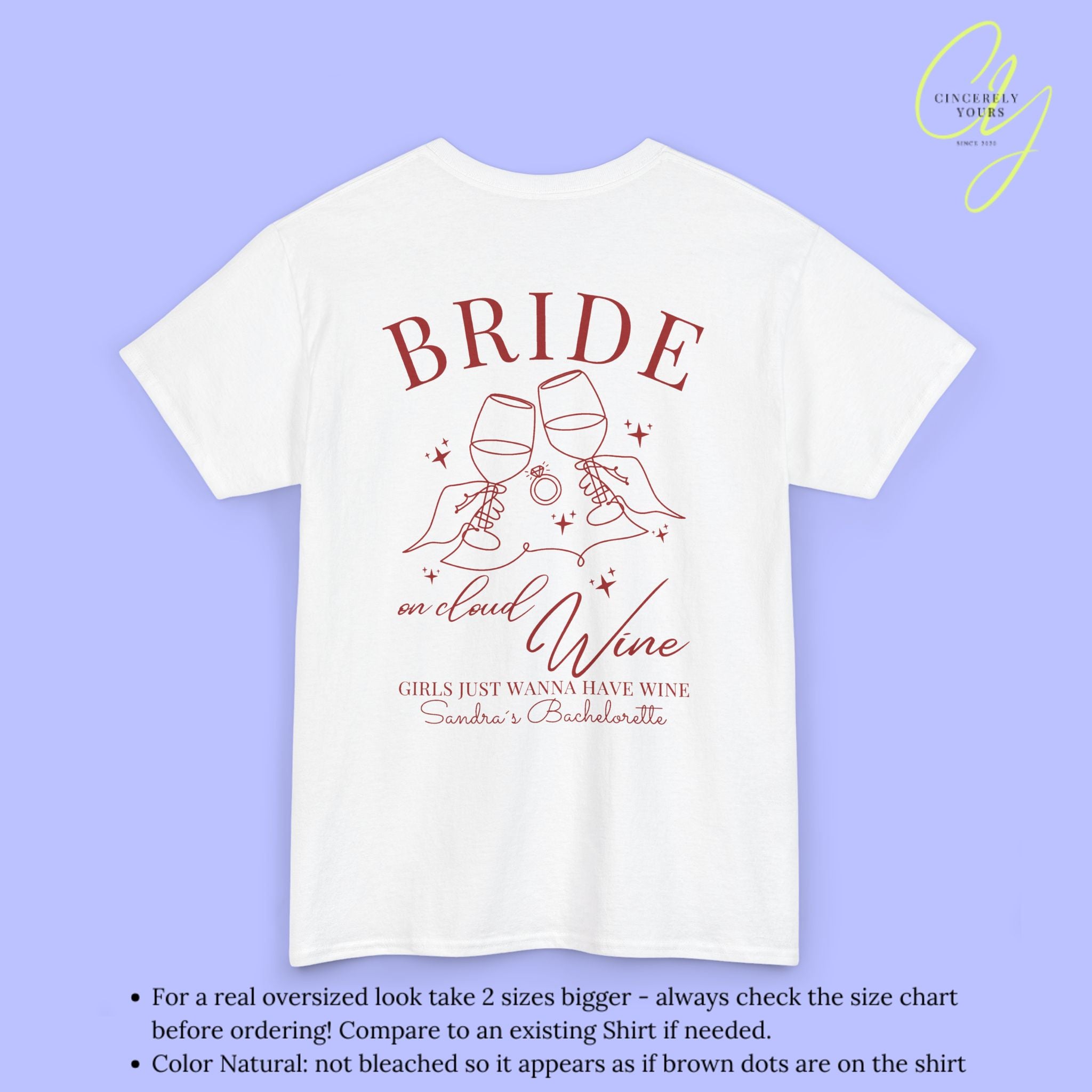 JGA T-Shirt Damen Partner in Wine | Bride on Cloud Wine Shirt