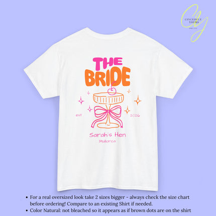 Coquette Bachelorette Party Tee — The Bride Crew cherry bow Champagne (Customizable)