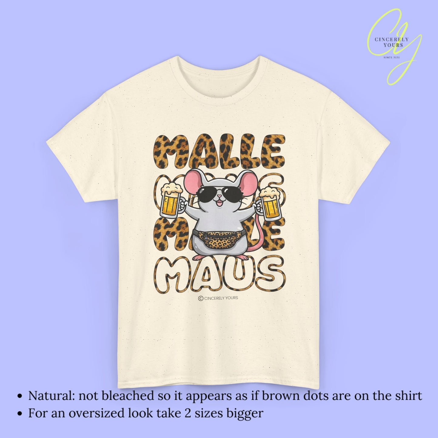 Mallemaus Shirt Malle Maus  - Leopard Bauchtasche Bierkrug OG
