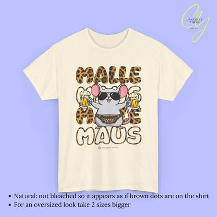 Mallemaus Shirt Malle Maus  - Leopard Bauchtasche Bierkrug OG