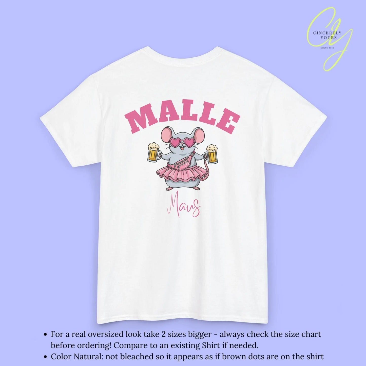 Malle Party Shirt — Malle Maus pinke Bauchtasche Bierkrüge (Customizable) Cincerely Yours