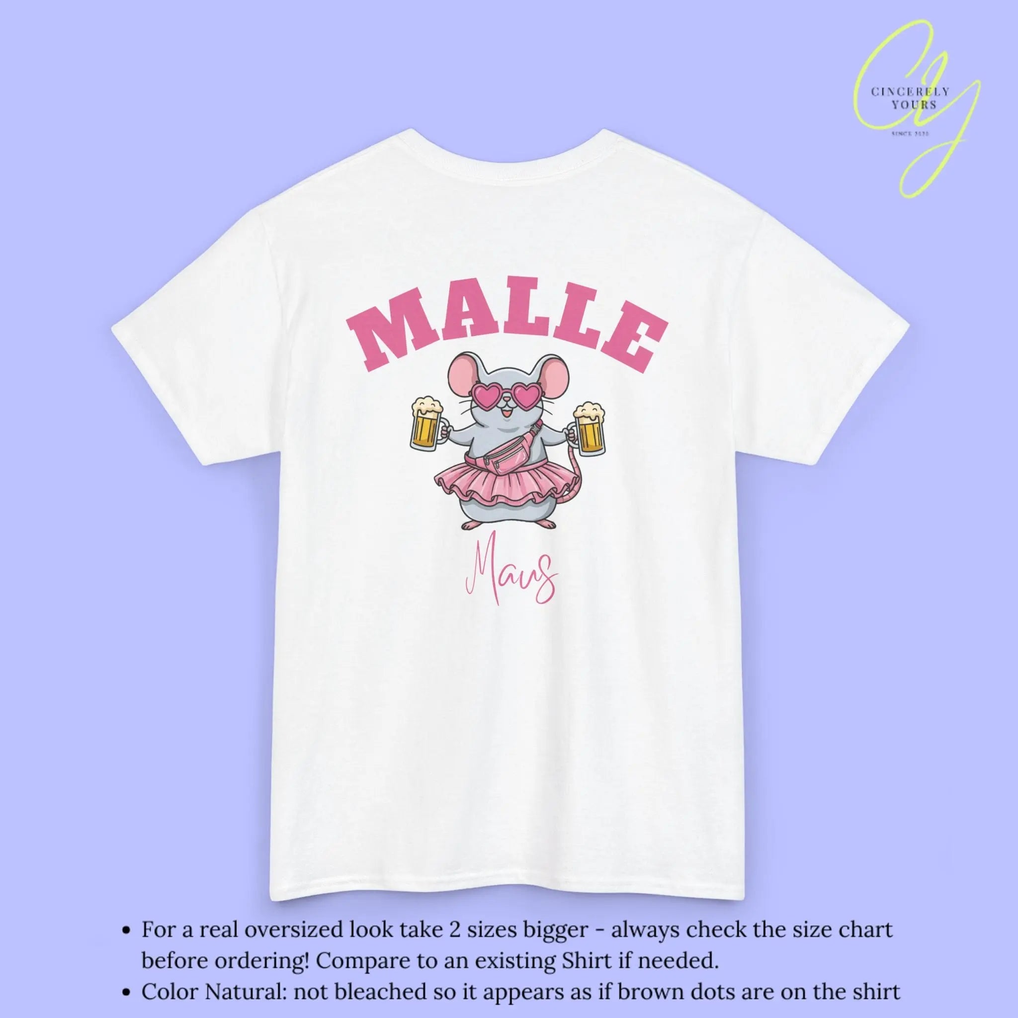 Malle Party Shirt — Malle Maus pinke Bauchtasche Bierkrüge (Customizable) Cincerely Yours
