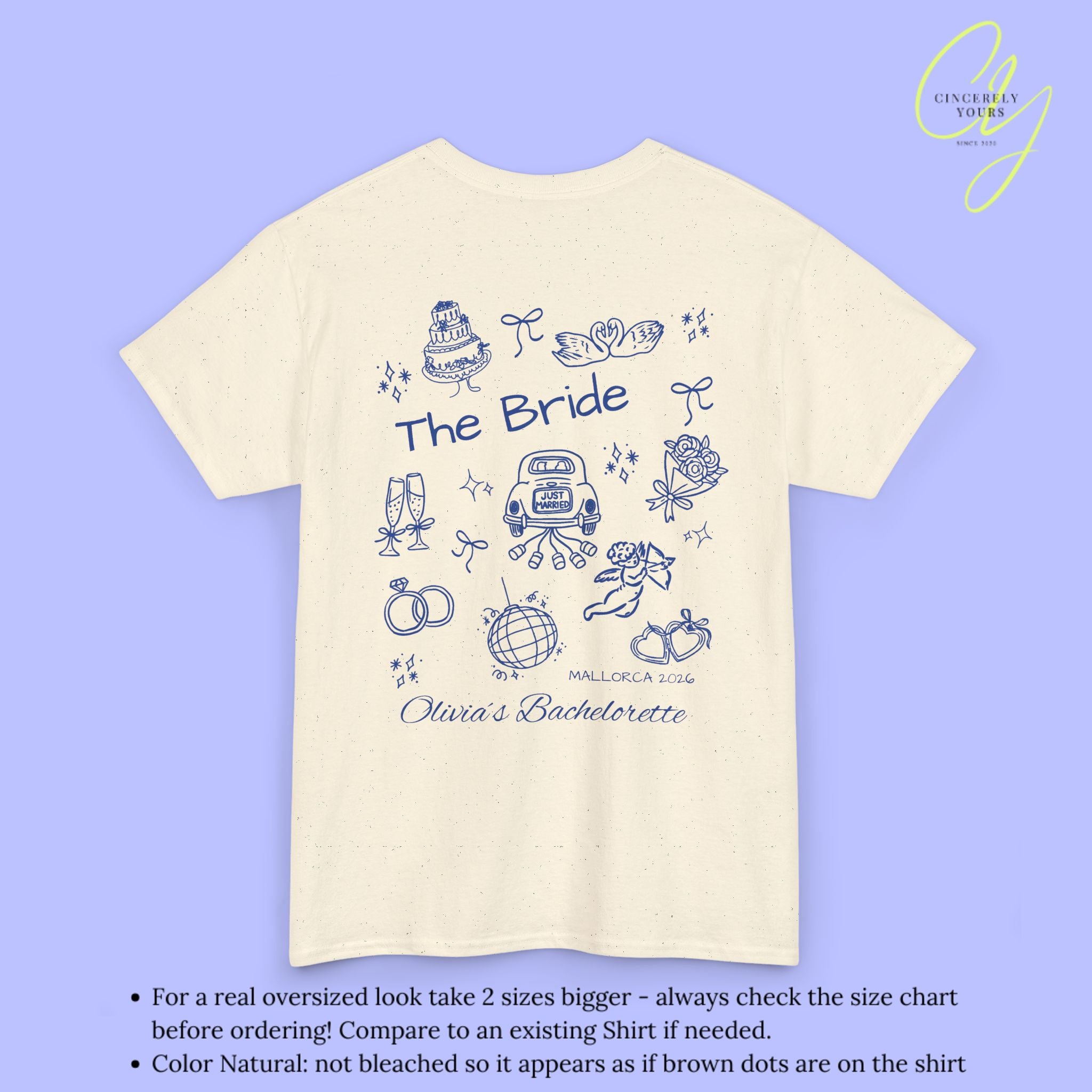 JGA Shirt Damen | Bachelorette Tee Doodle Handdrawn Braut Party Shirt
