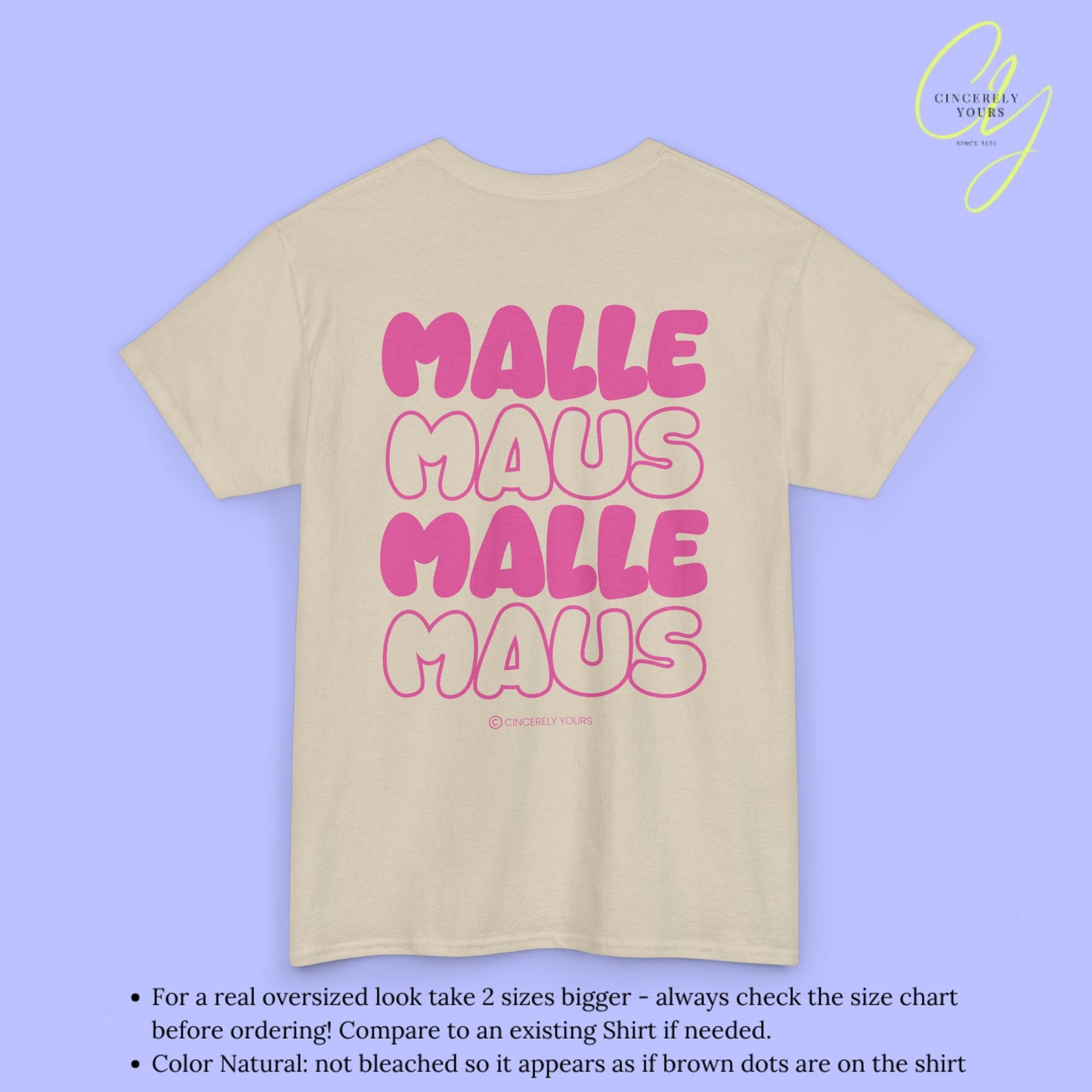 Mallemaus Shirt  —  Malle Maus T-Shirt pink backprint(Customizable)