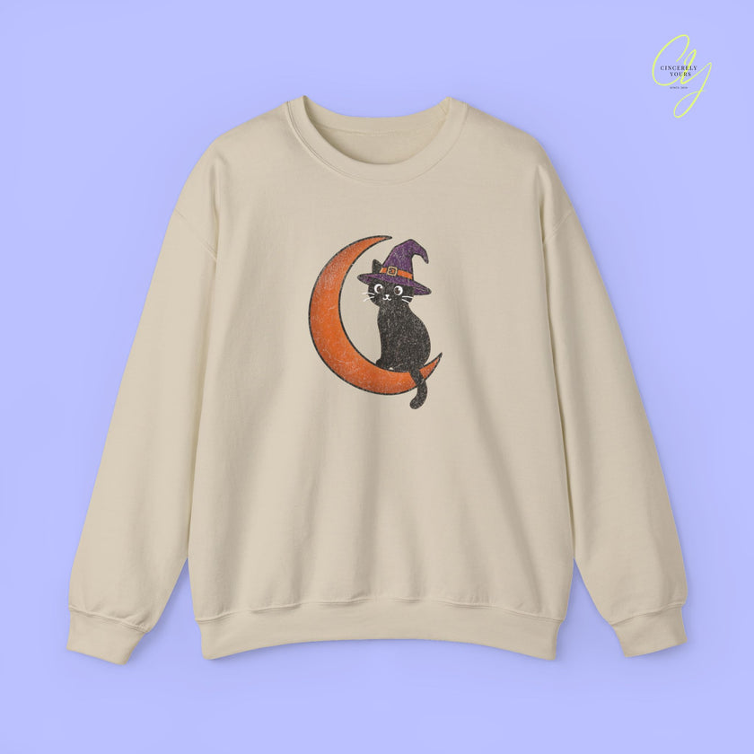 Cat Sweatshirt | Witch cat moon