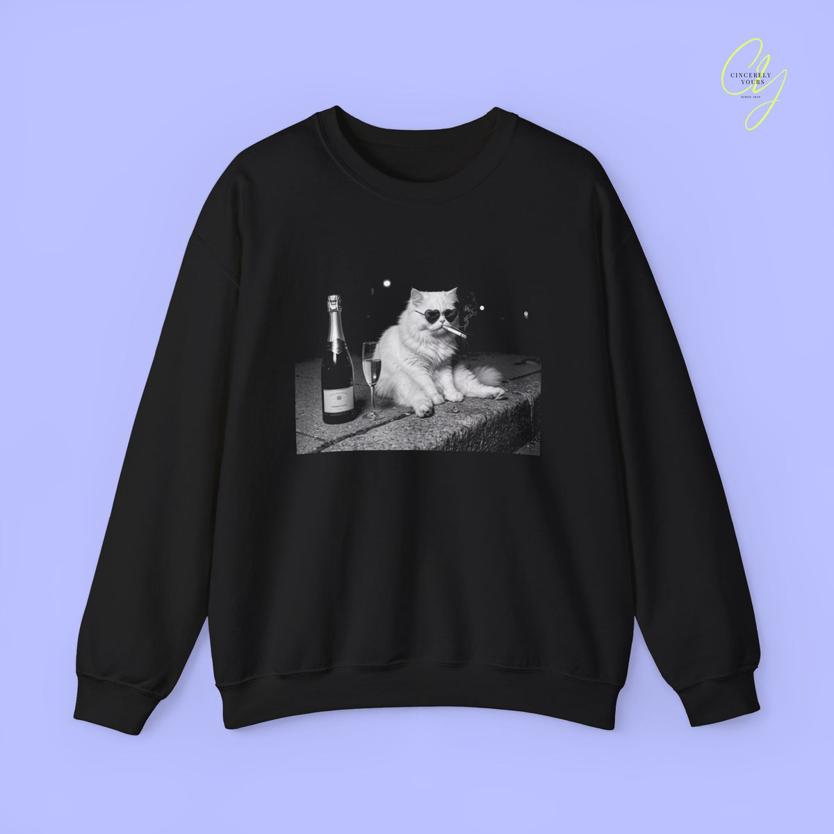 Cat Sweatshirt | Smoking cat street champagne