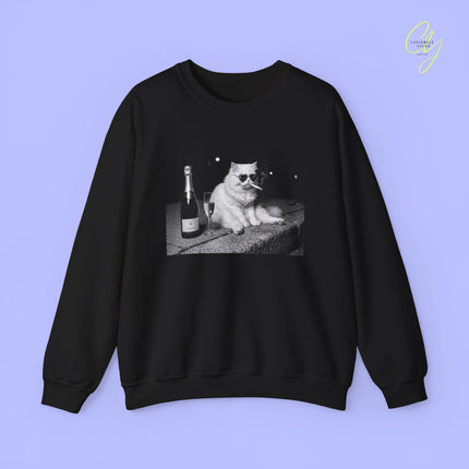 Cat Sweatshirt | Smoking cat street champagne