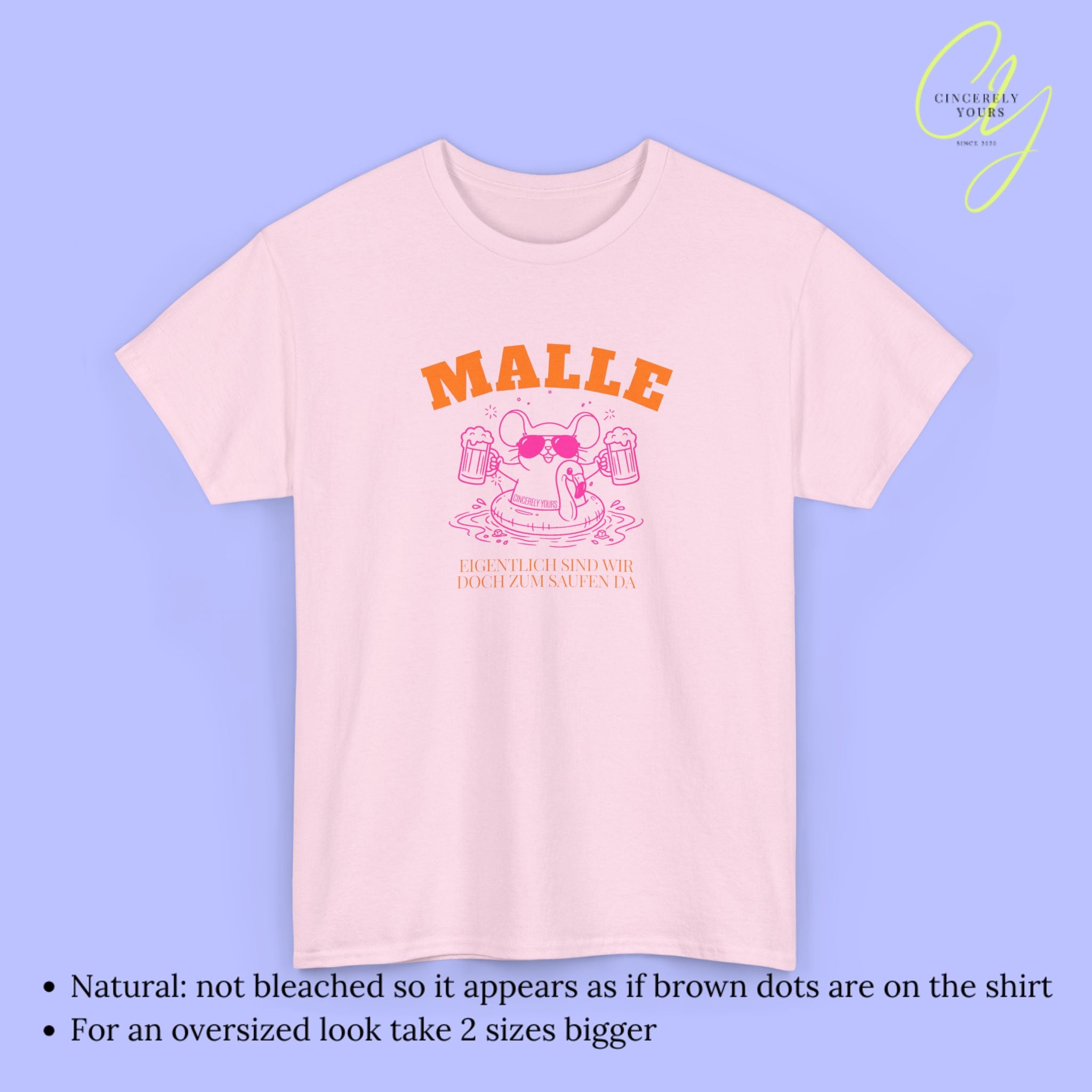Mallemaus Shirt Malle - Party Shirt Malle Maus Flamingo Bierkrug zum Saufen da