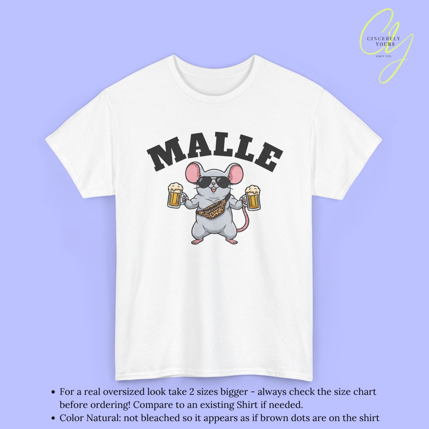 Mallemaus Shirt Malle - Muskel Maus Bierkrug Bauchtasche (V2)