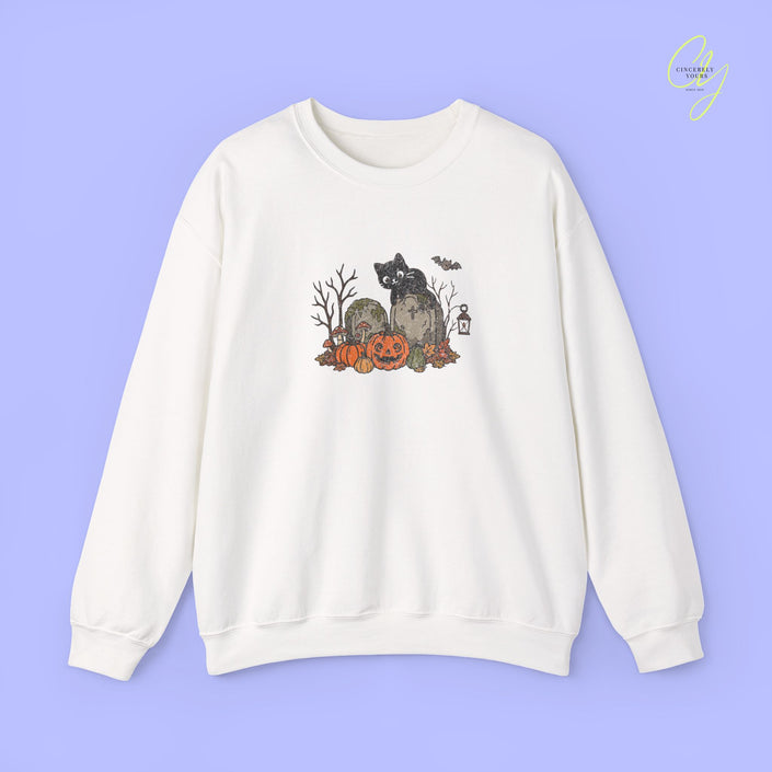 Cat Sweatshirt | Halloween Cat Pumpkin