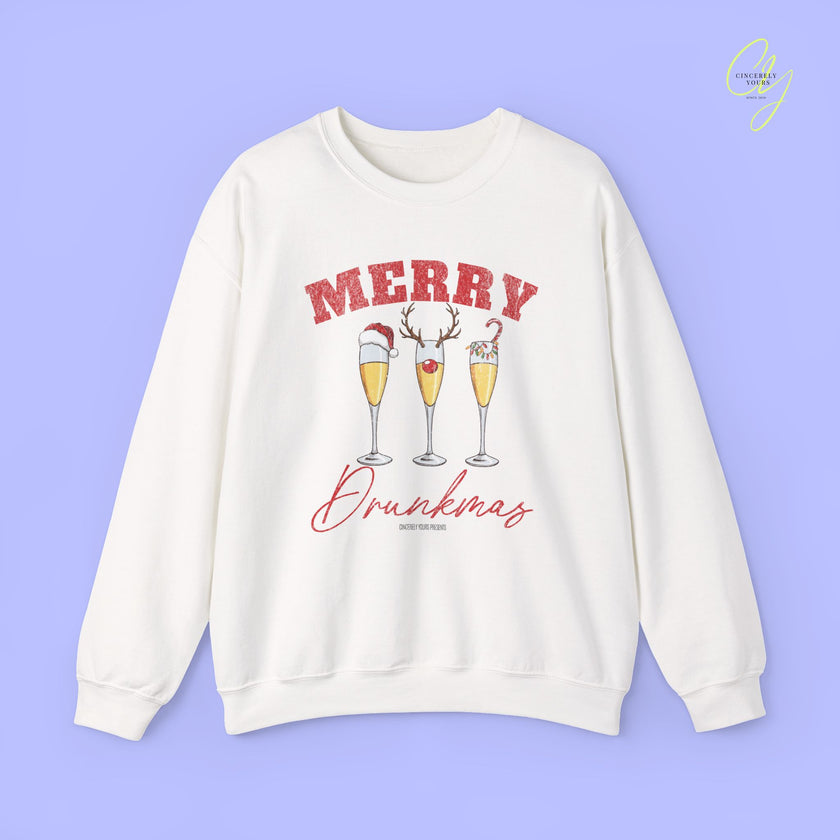 Christmas Sweatshirt | Merry Drunkmas Prosecco