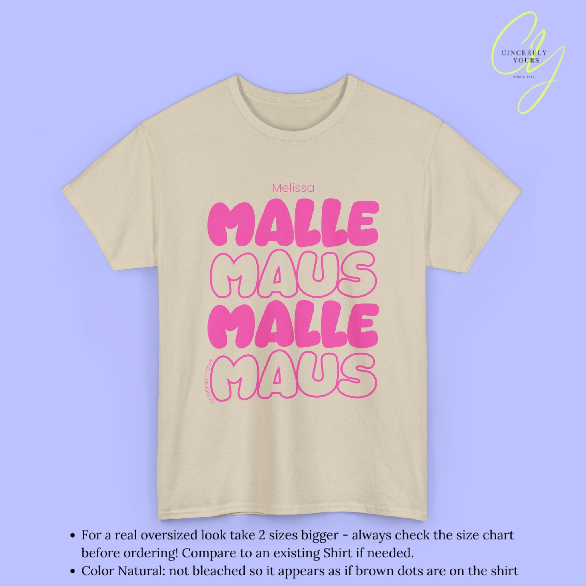Malle Maus Shirt - Personalisiertes Mallemaus T-Shirt Pink Bubble font