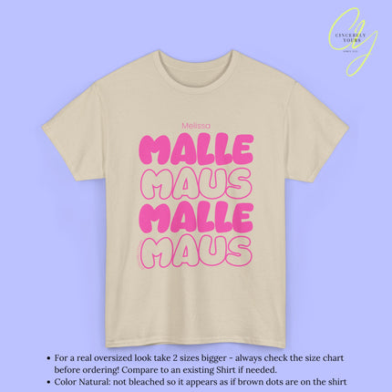Malle Maus Shirt - Personalisiertes Mallemaus T-Shirt Pink Bubble font