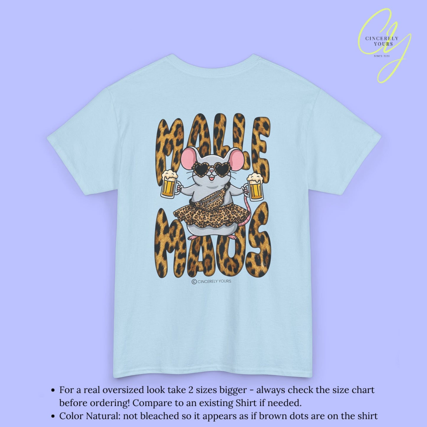 Mallemaus Shirt  —  Malle Maus T-Shirt Leopard backprint(Customizable)