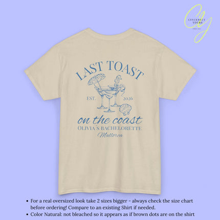 Bachelorette Party Tee — Last Toast on the Coast Crew Shirt (Customizable) Cincerely Yours