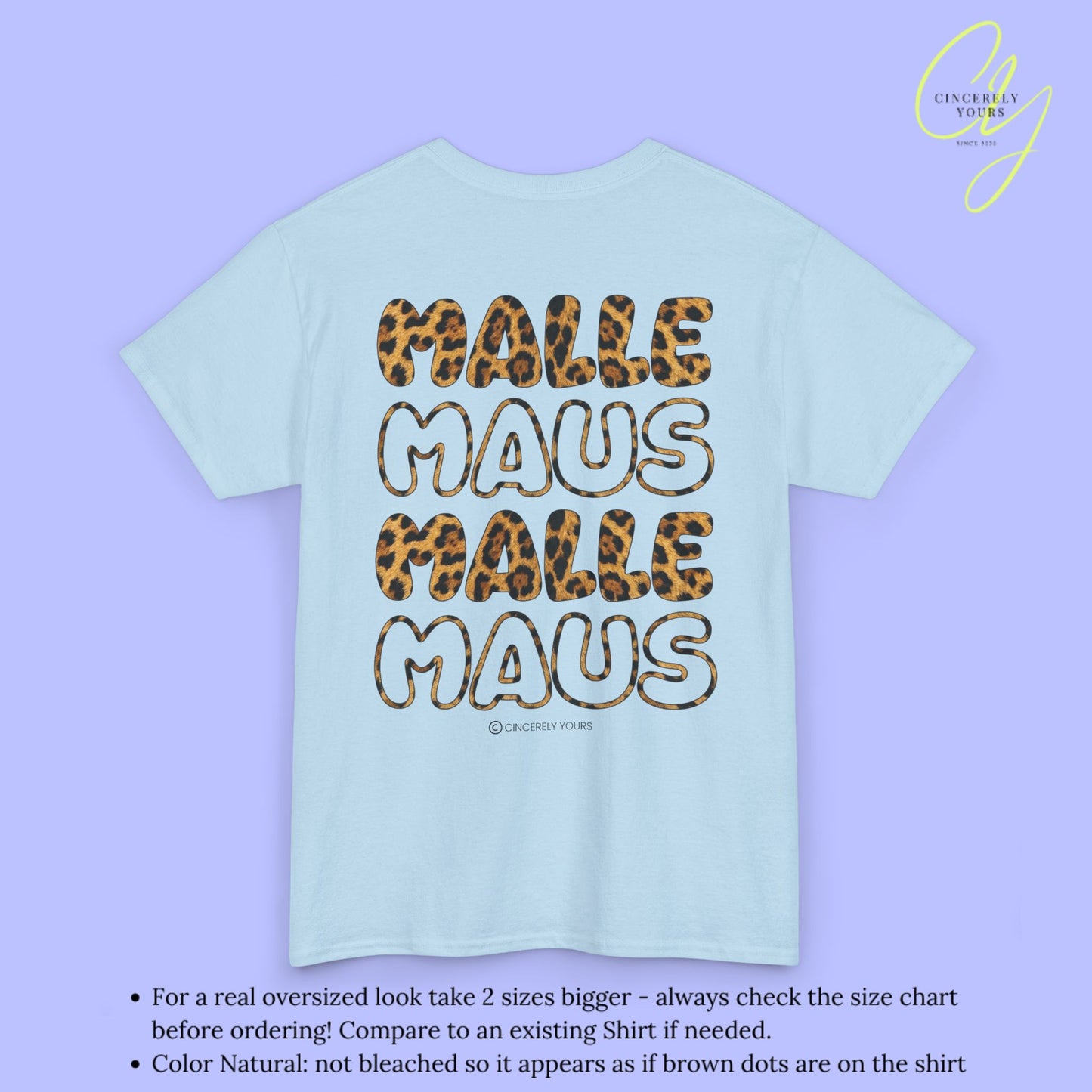 Mallemaus Shirt — Malle Maus Schriftzug Leopard Backprint Malle Shirt (Customizable)