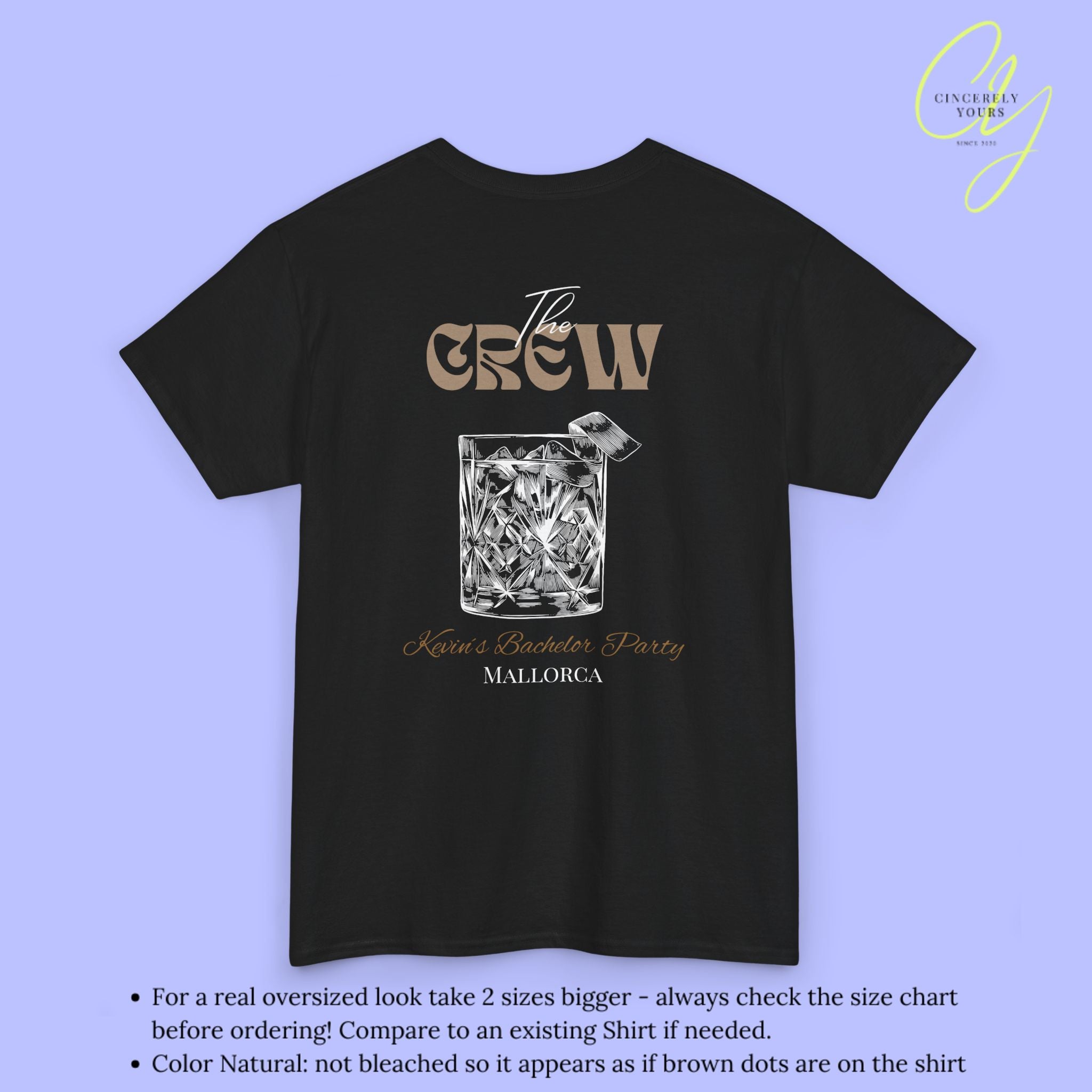 Bachelor Shirt JGA — Old Fashioned Cocktail Old Money Front and Back Print (Customizable)