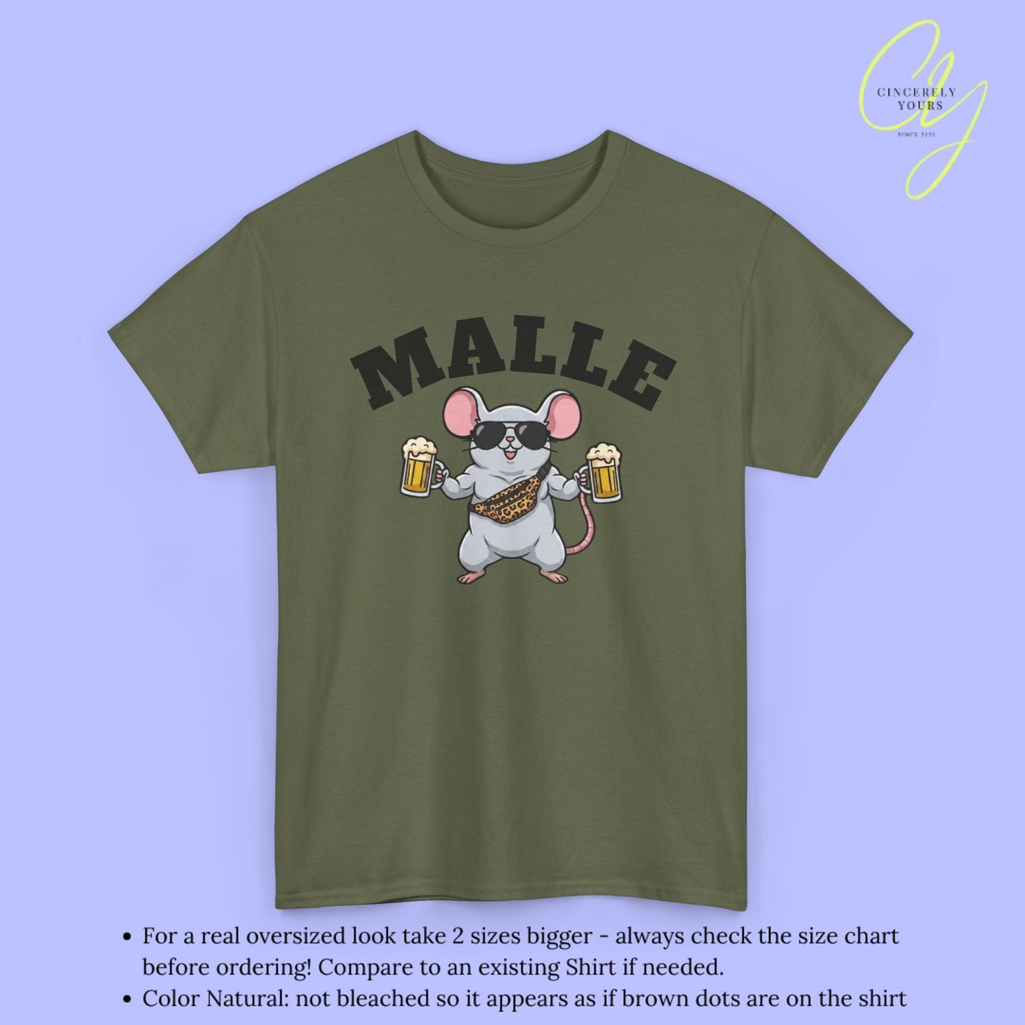 Mallemaus Shirt Malle - Muskel Maus Bierkrug Bauchtasche (V2)