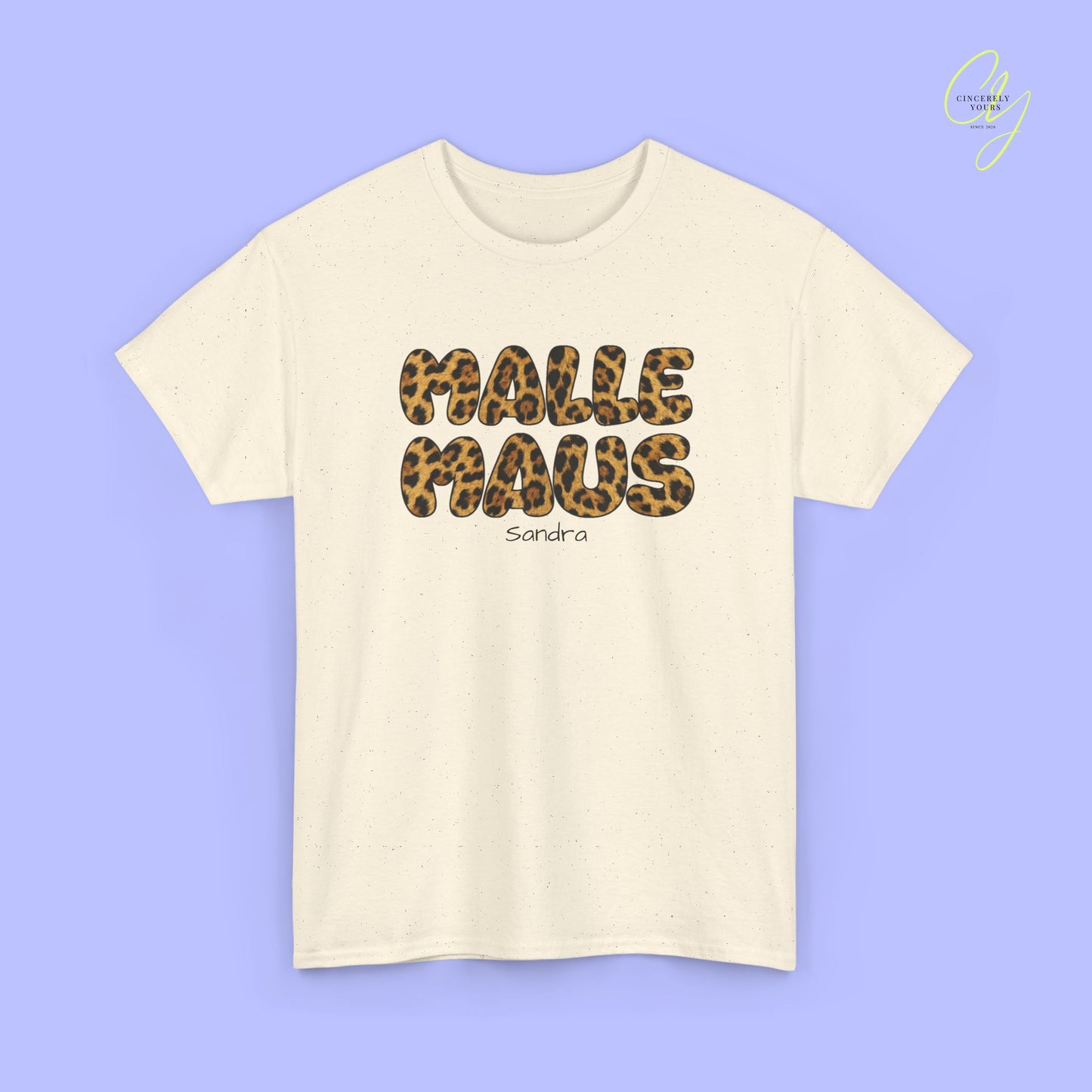 Mallemaus Shirt Malle Maus Leo — Malle Maus Schriftzug Leopard backprint (Customizable)