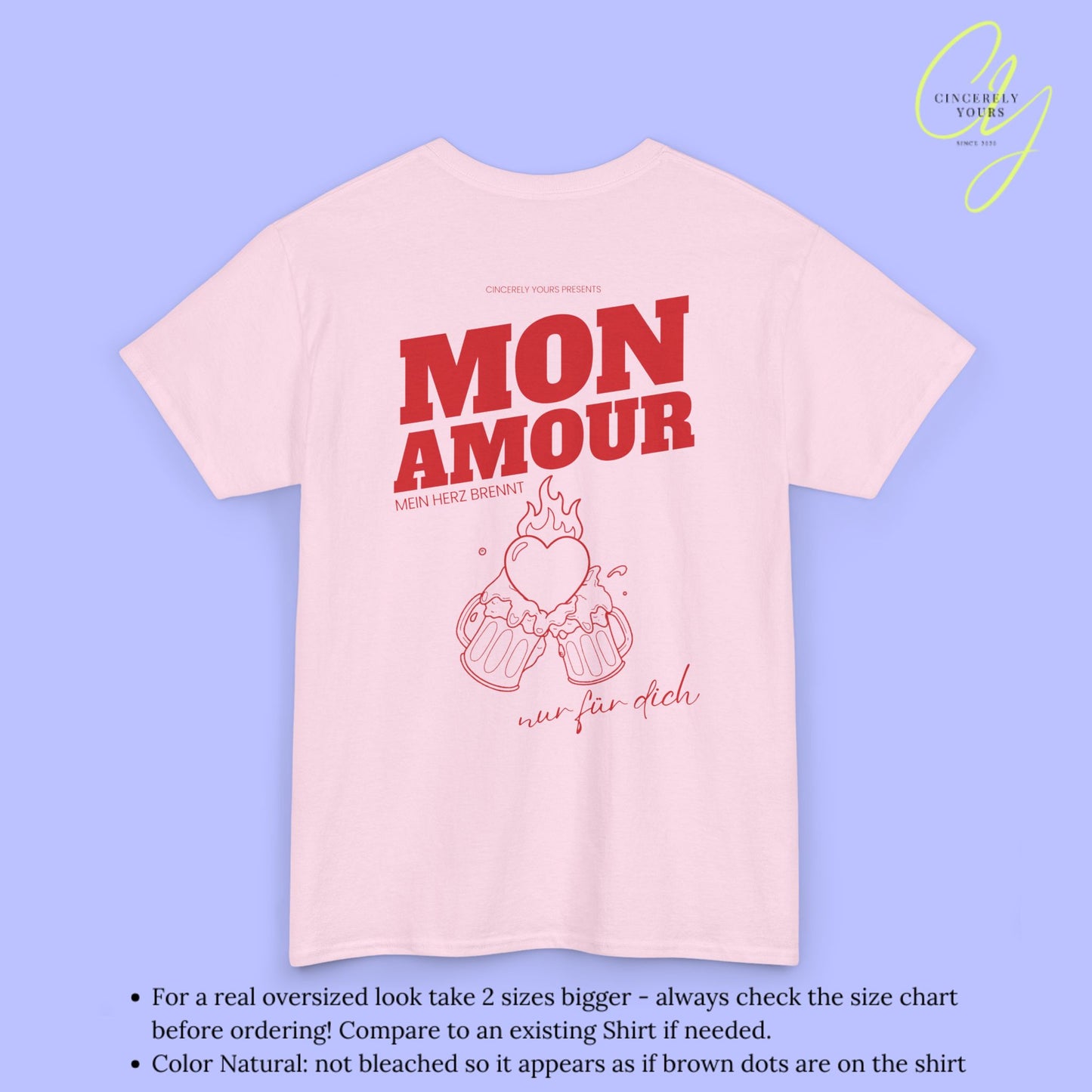 Malle Shirt Mon Amour— Mein Herz brennt nur für dich Bierkrüge backprint only