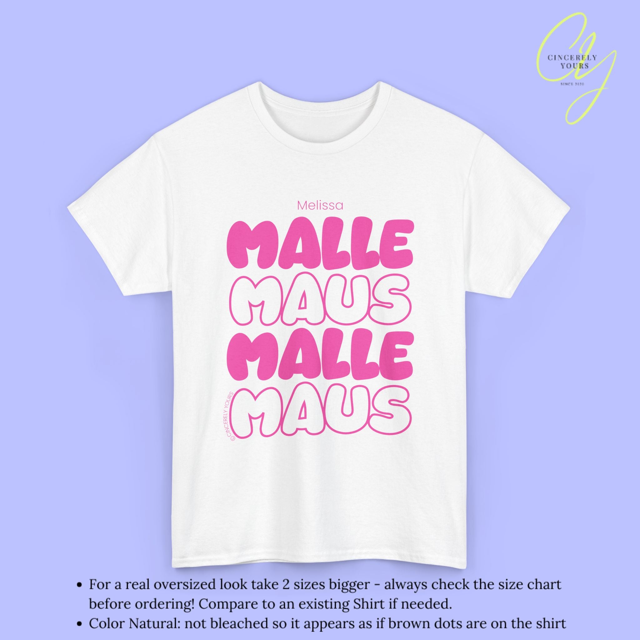 Malle Maus Shirt - Personalisiertes Mallemaus T-Shirt Pink Bubble font