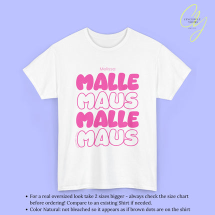 Malle Maus Shirt - Personalisiertes Mallemaus T-Shirt Pink Bubble font