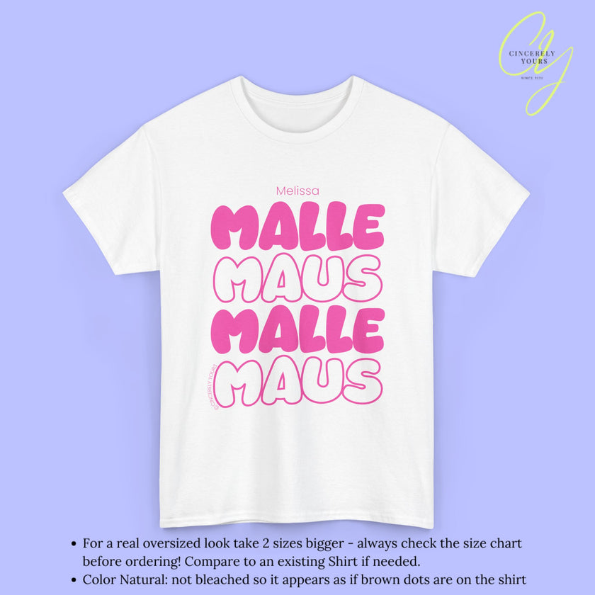 Malle Maus Shirt - Personalisiertes Mallemaus T-Shirt Pink Bubble font