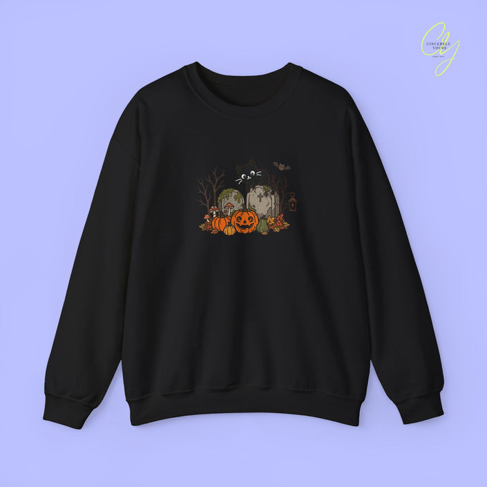 Cat Sweatshirt | Halloween Cat Pumpkin
