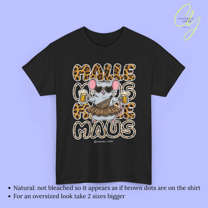 Mallemaus Shirt Malle Maus  - Leopard Bauchtasche Bierkrug
