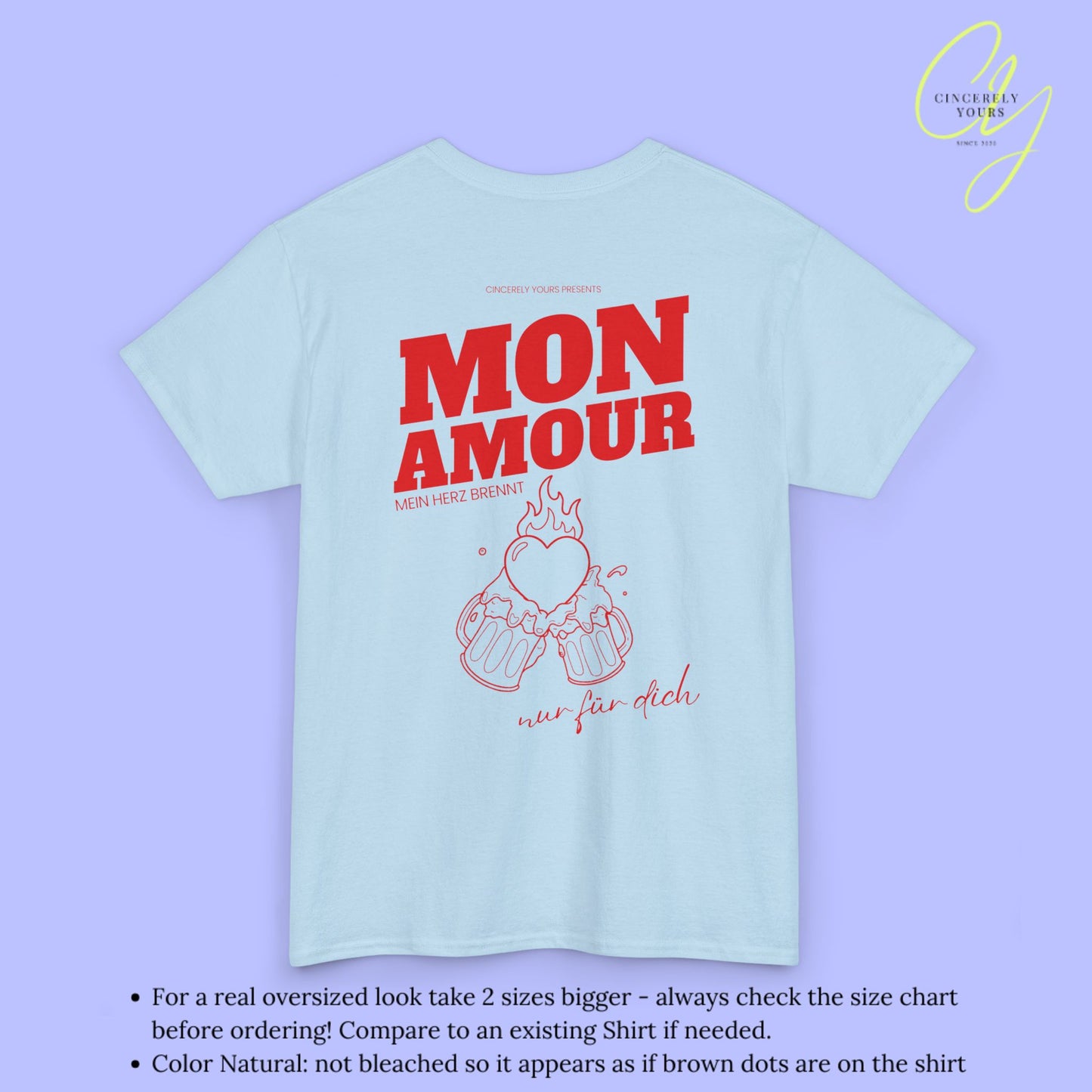 Malle Shirt Mon Amour— Mein Herz brennt nur für dich Bierkrüge (Customizable)