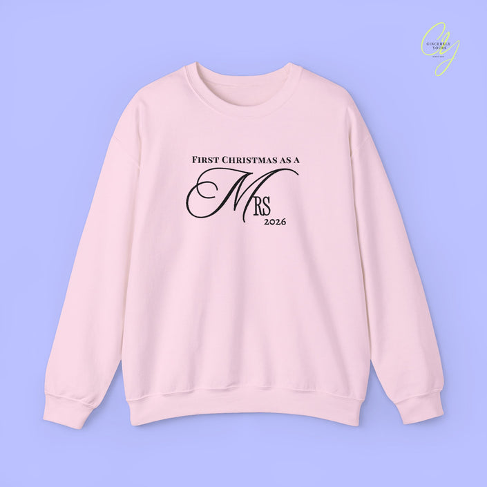 Bride Sweatshirt | EMBROIDERY First Christmas as a Mrs
