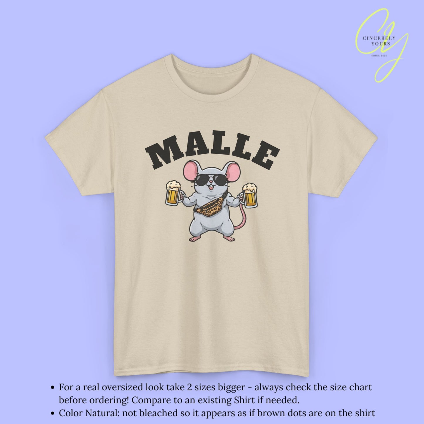 Mallemaus Shirt Malle - Muskel Maus Bierkrug Bauchtasche (V2)