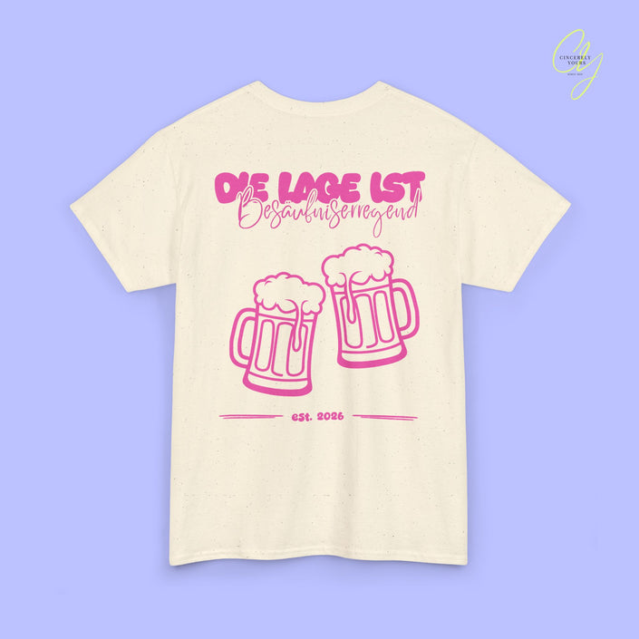 Party Shirt | Die Lage ist besäufniserregend Pink Bierkrüge