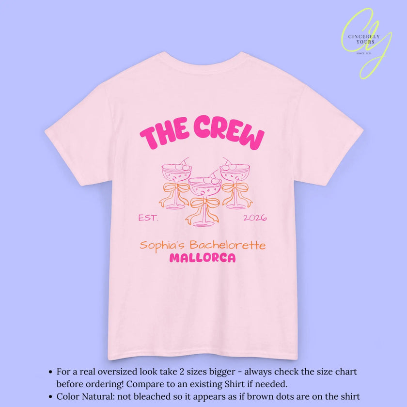 Coquette  Bachelorette Party Tee — The Bride Crew cherry bow Champagne (Customizable) Cincerely Yours