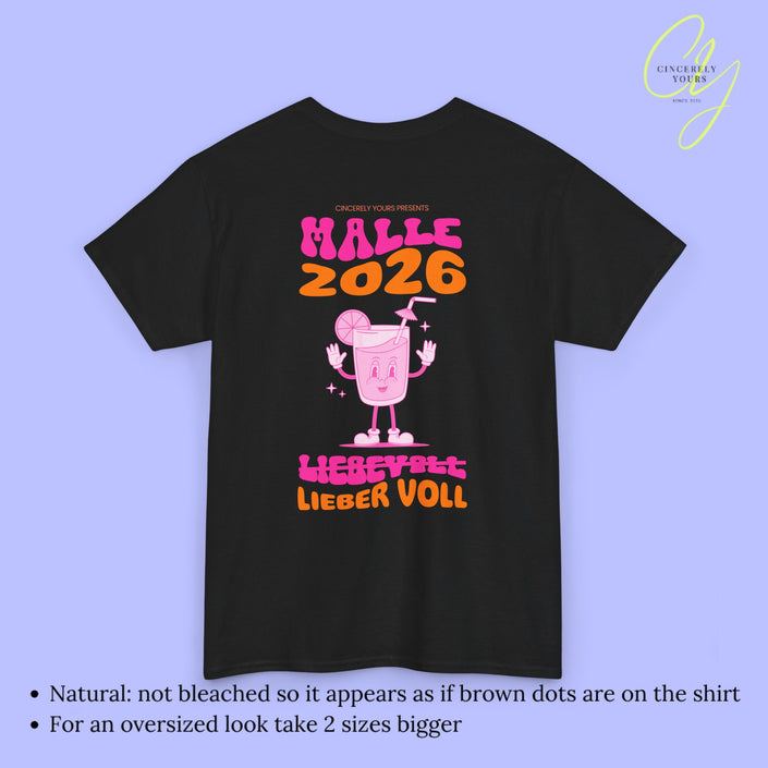 Malle Shirt Malle 2026 - Neon cocktail Maskottchen Lieber voll