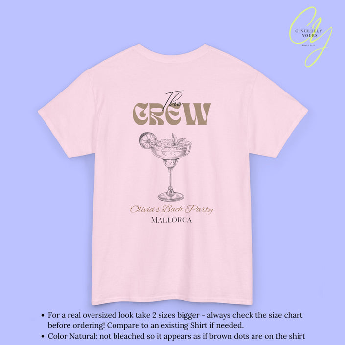 Old Money Bachelorette Shirt Beige — Margarita Hen Party Crew Shirt JGA Backprint only (Customizable)