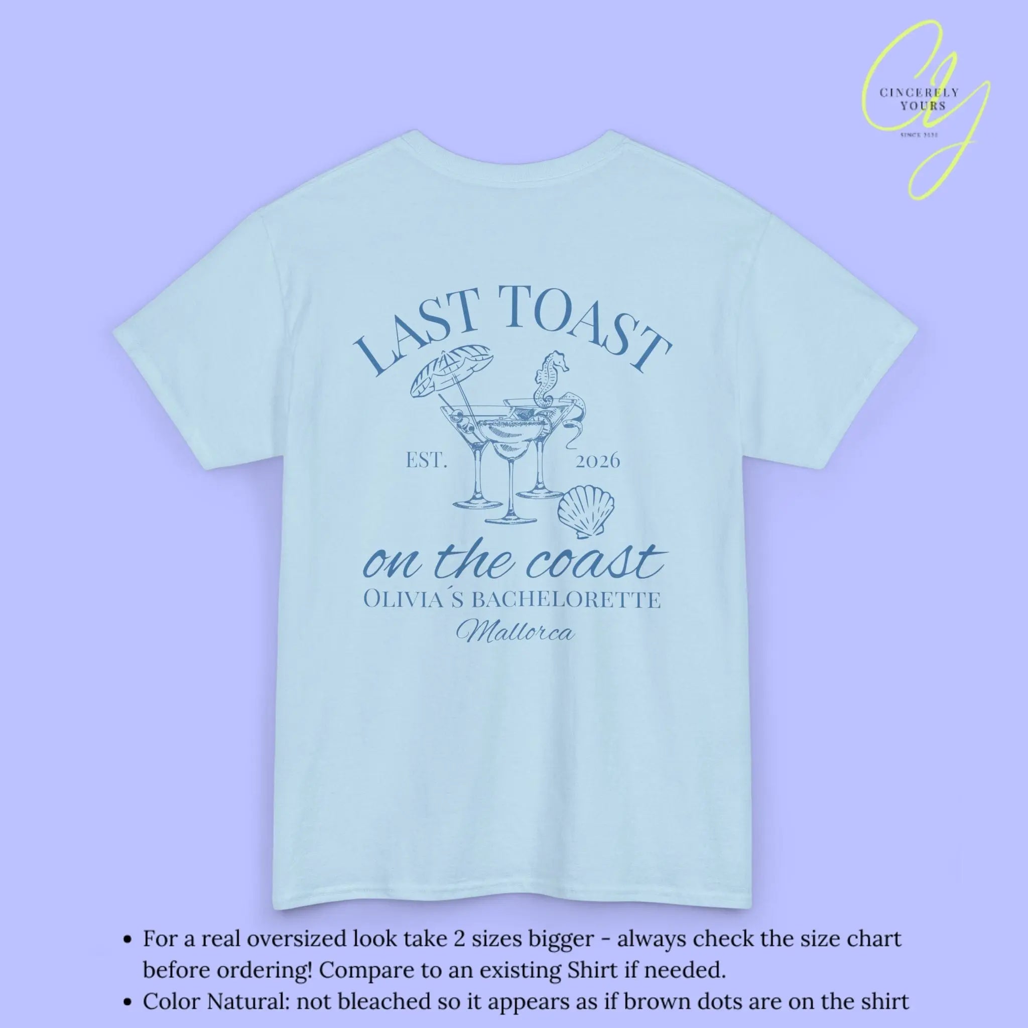 Bachelorette Party Tee — Last Toast on the Coast Crew Shirt (Customizable) Cincerely Yours