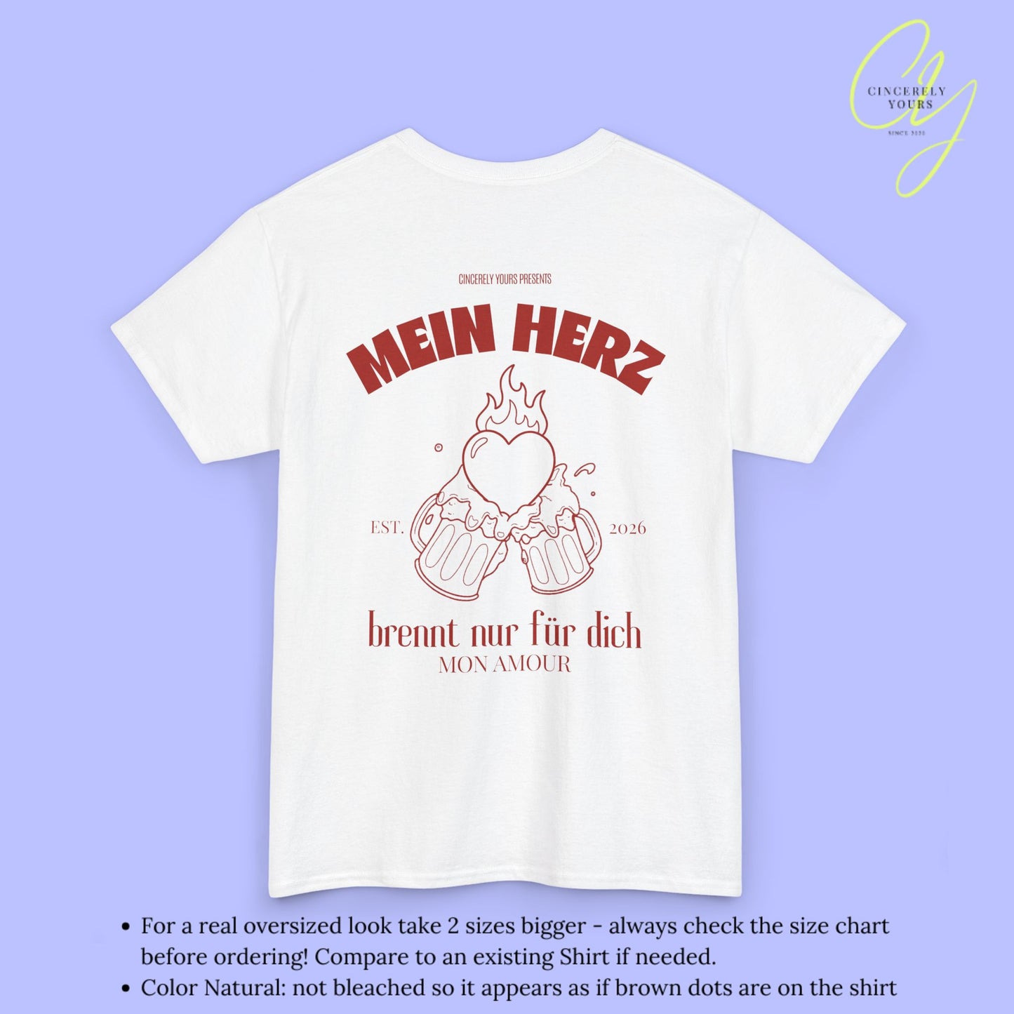 Malle Party Shirt Mon Amour — Mein Herz brennt nur für dich Bierkrüge (Customizable)