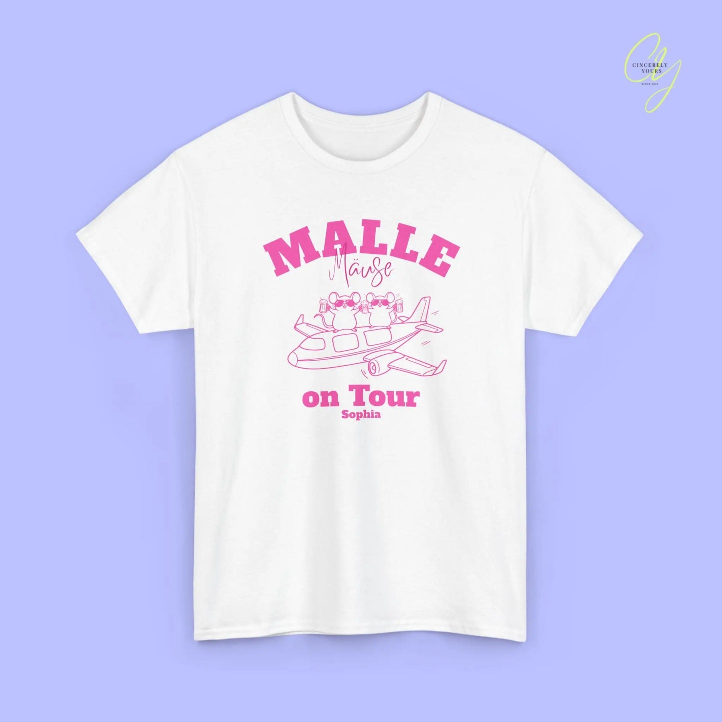 Malle Party Shirt — Malle Party Maus on tour Bierkrug Flugzeug(Customizable) Cincerely Yours