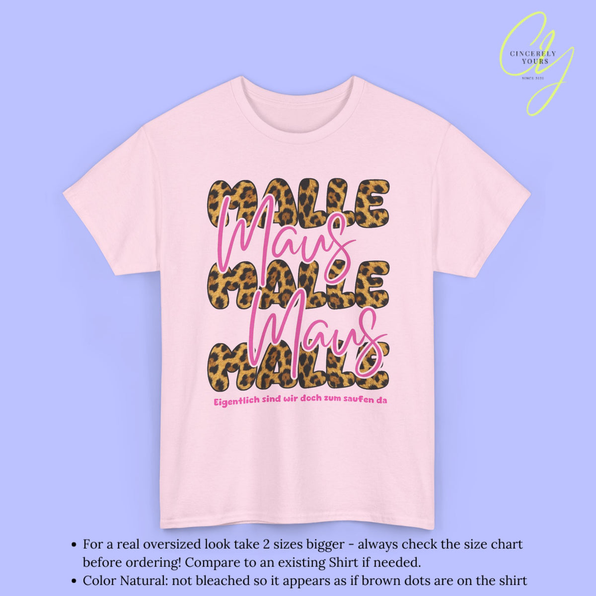Mallemaus Shirt | Malle Maus Leopard Pink Bubble Font