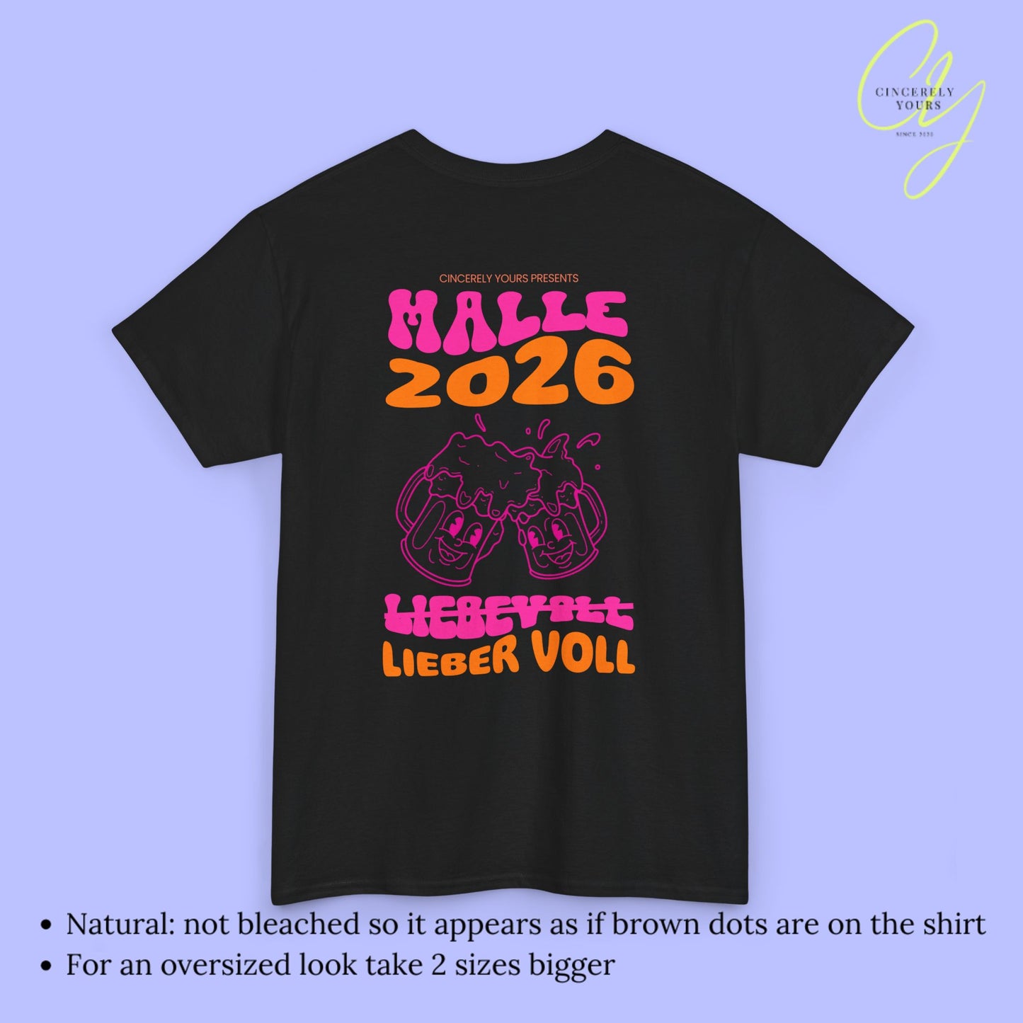 Malle Shirt Malle 2026 - Bierkrug neon Lieber voll