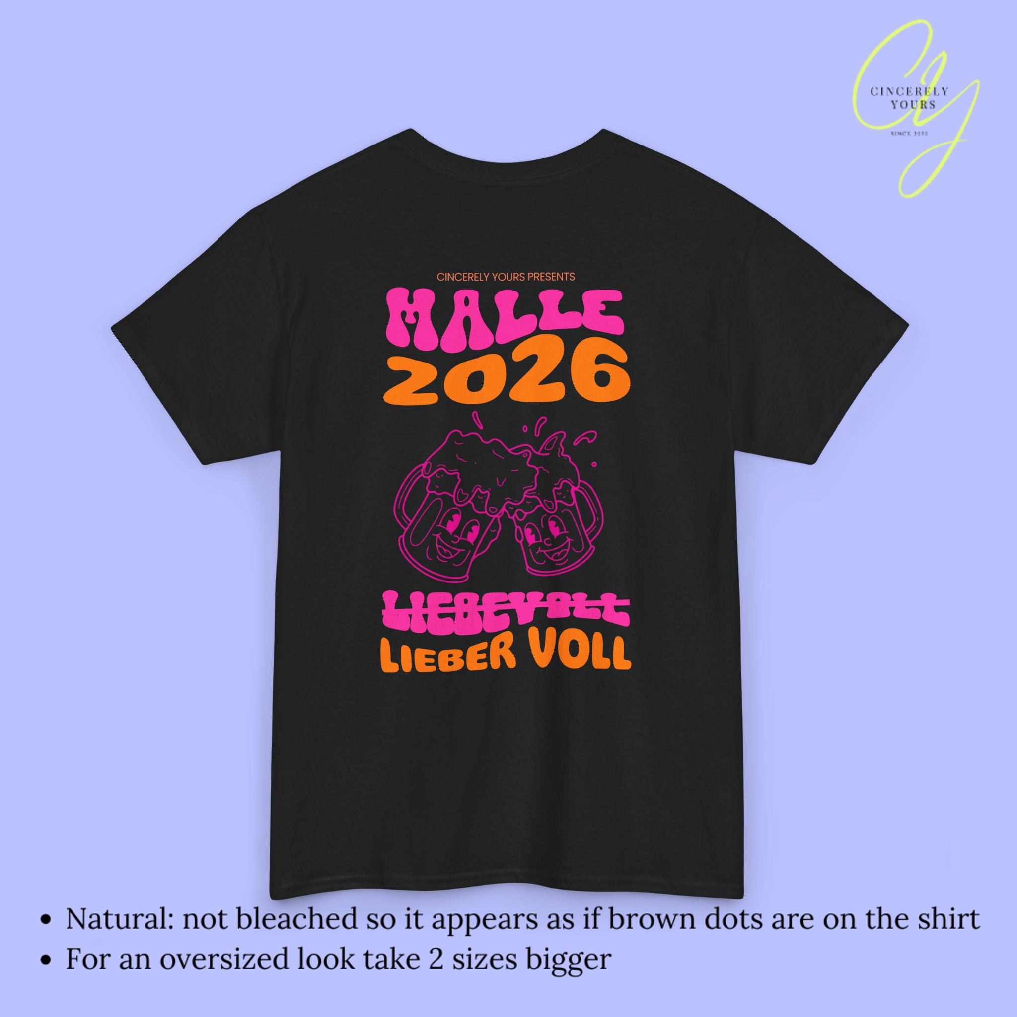 Malle Shirt Malle 2026 - Bierkrug neon Lieber voll