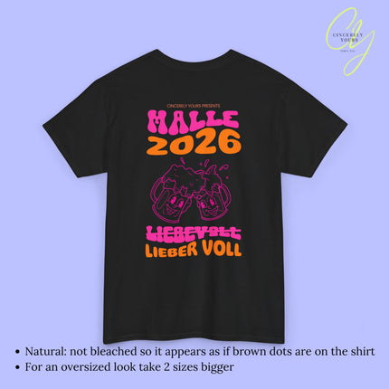 Malle Shirt Malle 2026 - Bierkrug neon Lieber voll